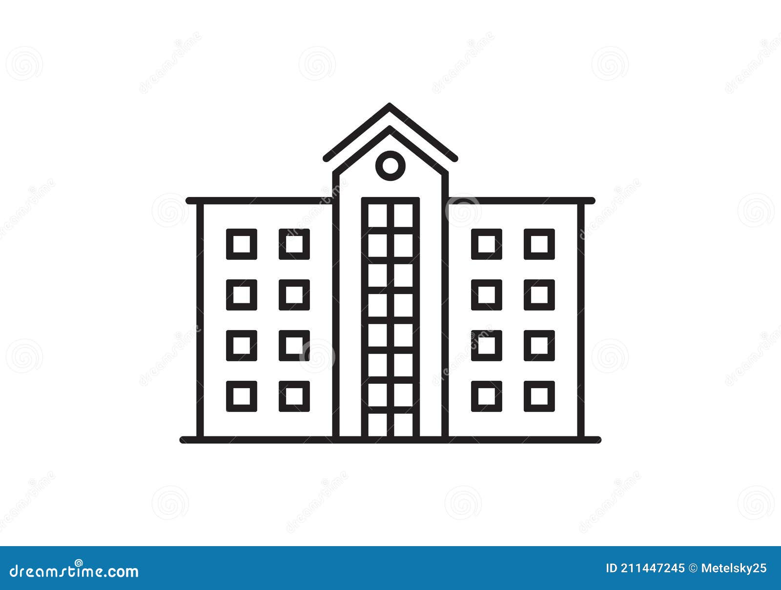 office building outline icon. hotel, government or hospital building exterior.  